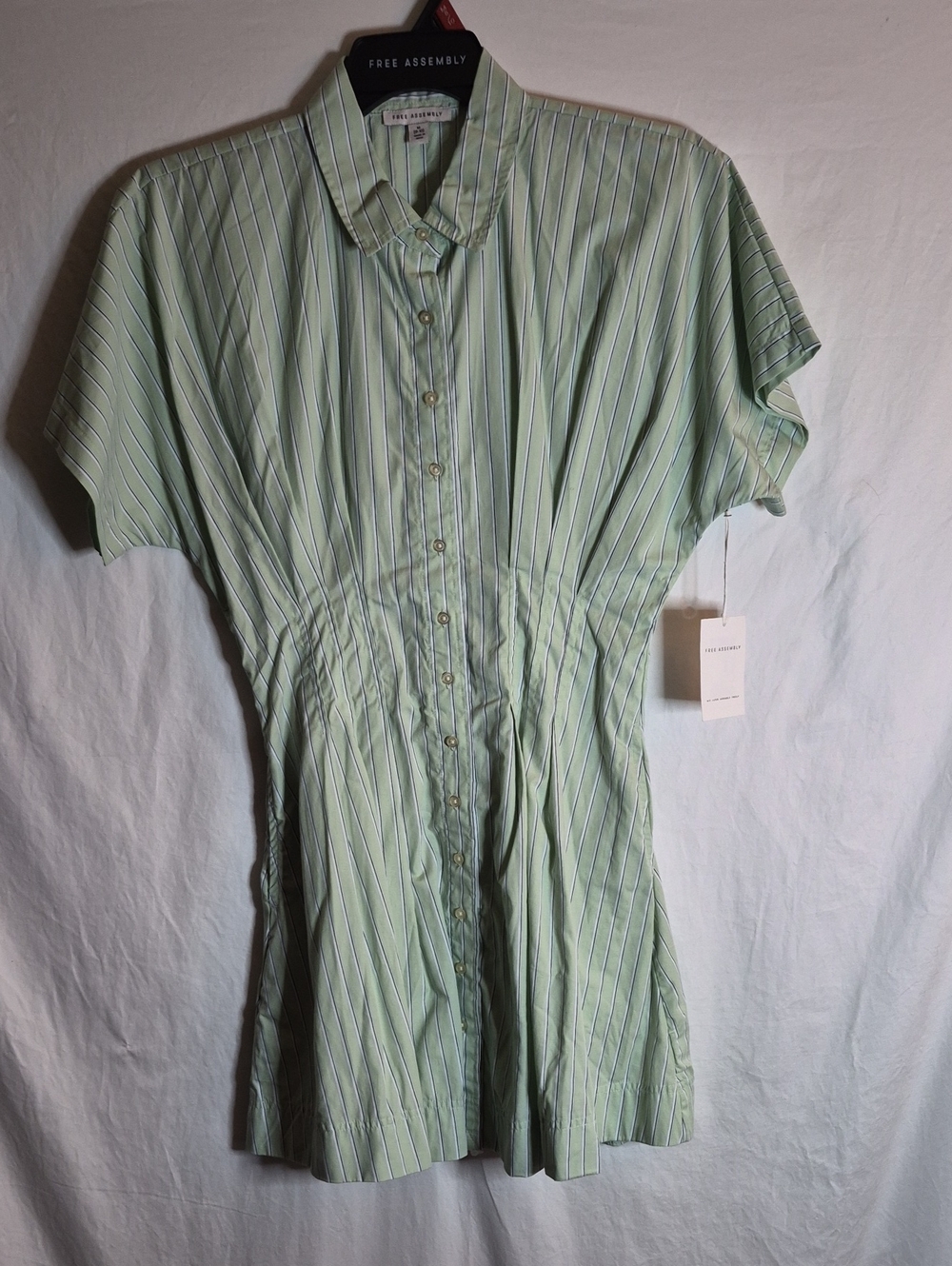 Free Assembly Mint Green Striped Mini Shirt Dress
